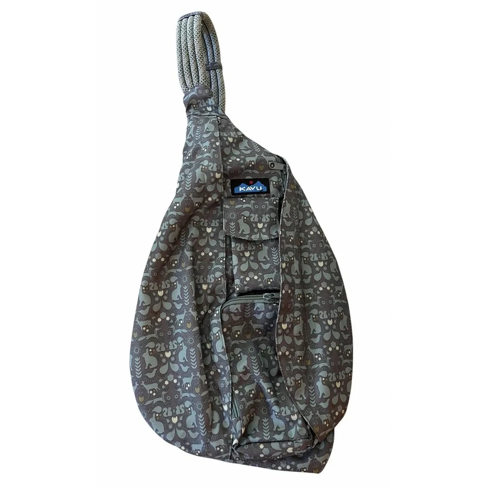 Kavu Rope Sling Crossbody Bag Special Edition Green Forest Folklore Animals